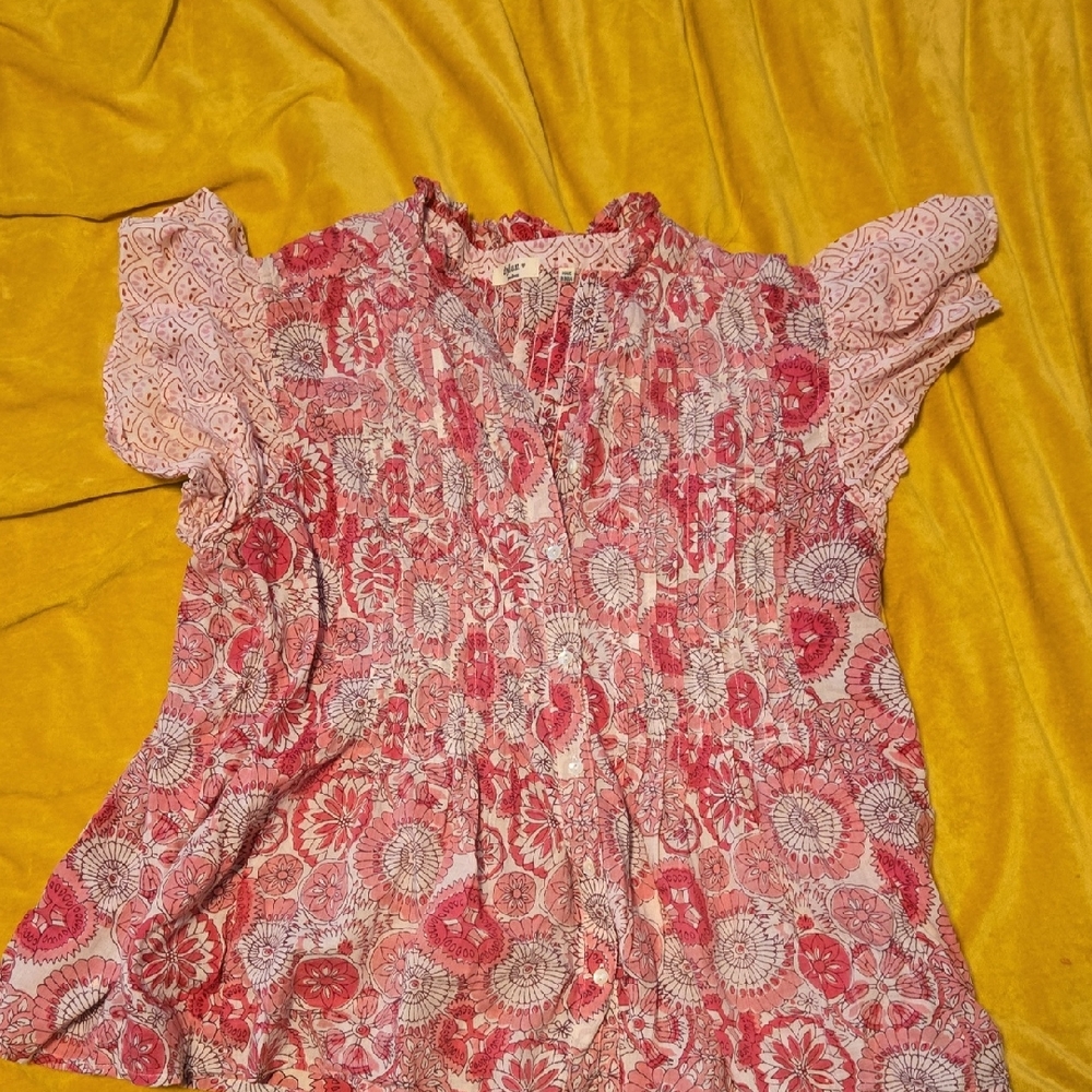 Dylan Pink and Red Floral Blouse